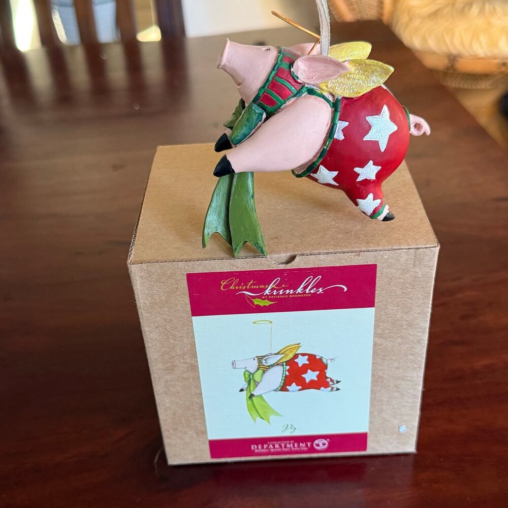 VTG Department 56 Christmas Krinkles by Patience Brewster - Pig flying